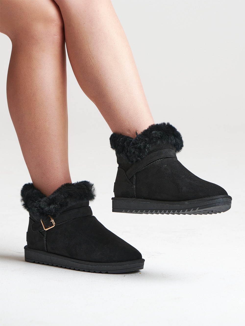 Velvet Touch Flat Ankle boots with Fur