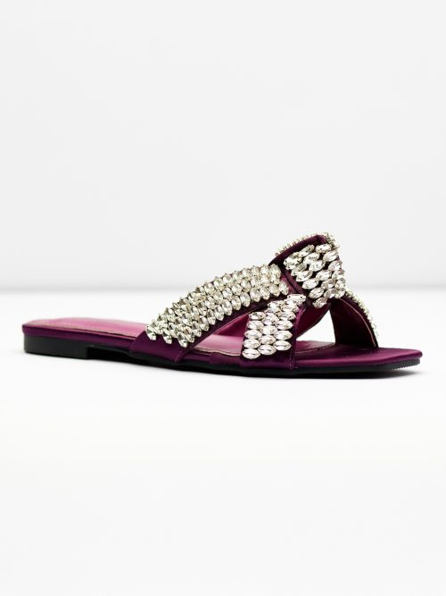 Luxury Crystal Cross Strap Slides
