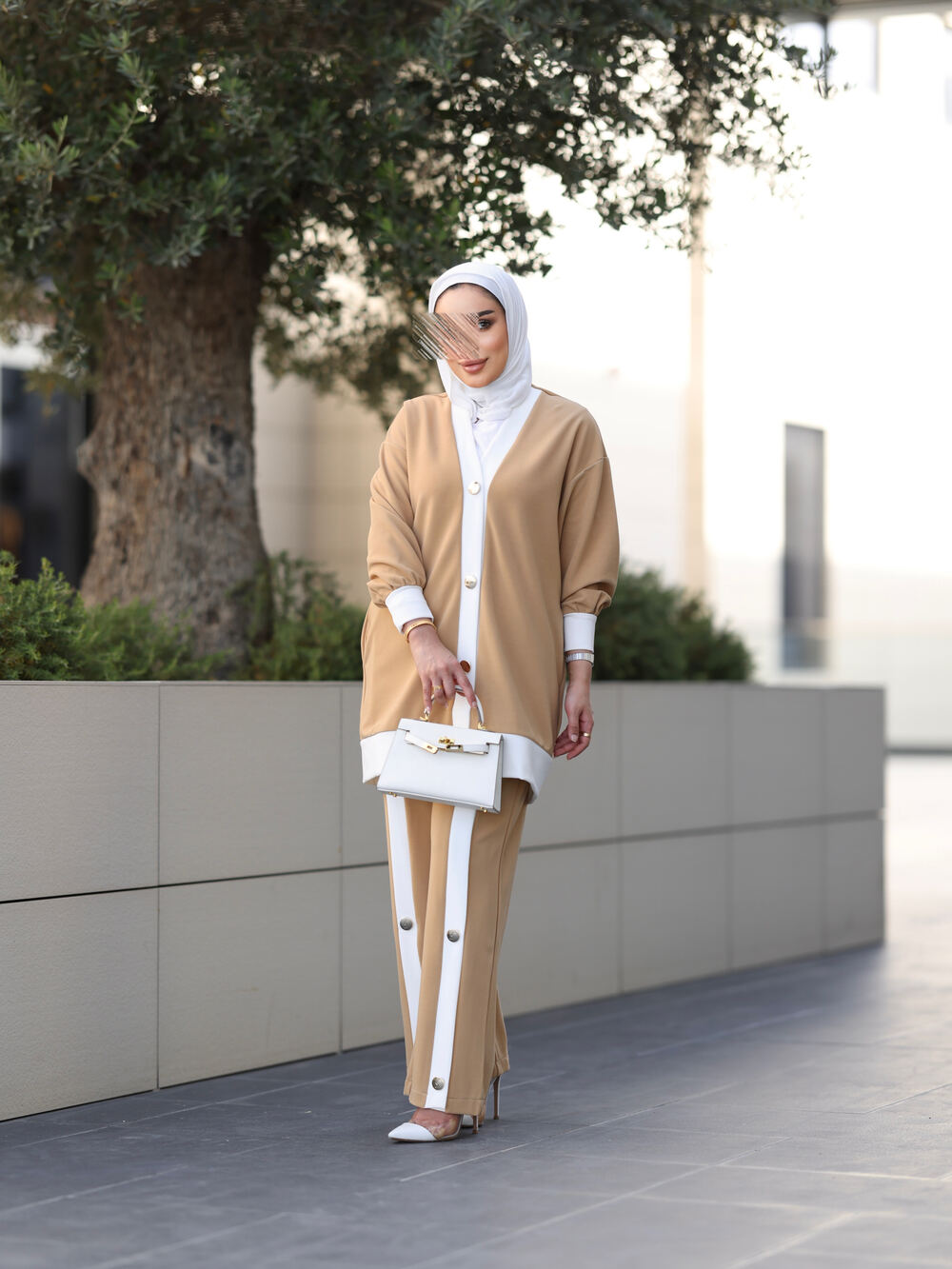 Elegant Button Detail Two-Piece Set