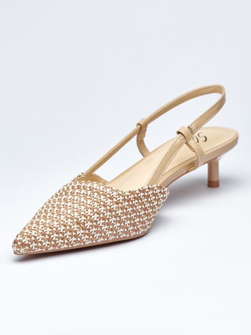 Golden Aura Pumps Pointed Slingback Heels with strap