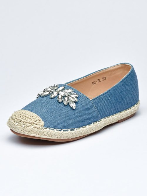 Crystal Bloom Denim Espadrilles for Kids