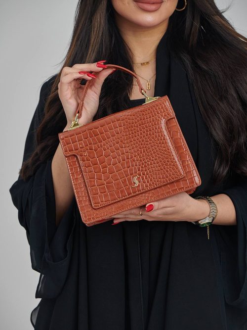 Chic Croc-Embossed Structured Handbag