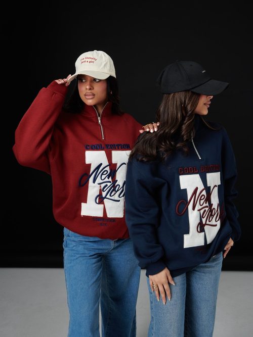 HALF-ZIP APPLIQUÉ SWEAT JACKET