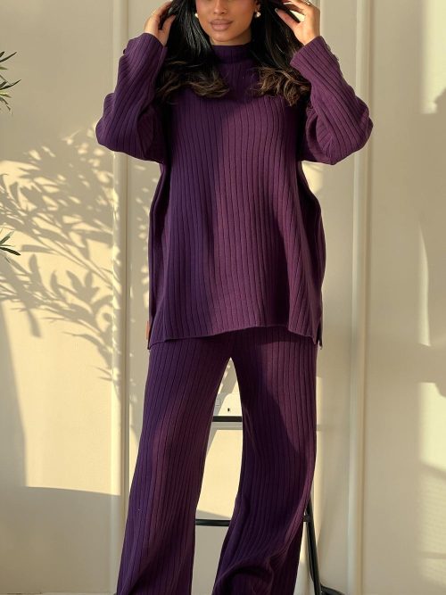 Cozy Ribbed Sweat Set for Effortless Comfort